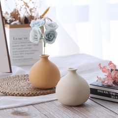 Small satin round ceramic vase