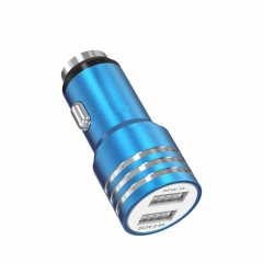 2.4A aluminum alloy intelligent 2in1 car charger